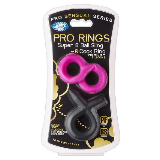 Cloud 9 Novelties Super 8 Silicone Cock Ring & Ball Sling, 1 Ounce