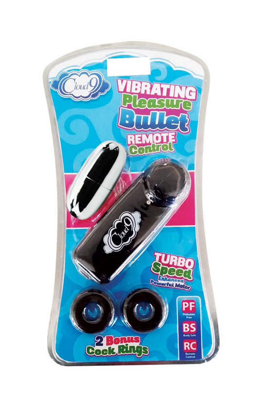 Cloud 9 Novelties Vibrating Pocket Bullet with Bonus Cock Rings and Remote Control, Black, 0.12 Pound