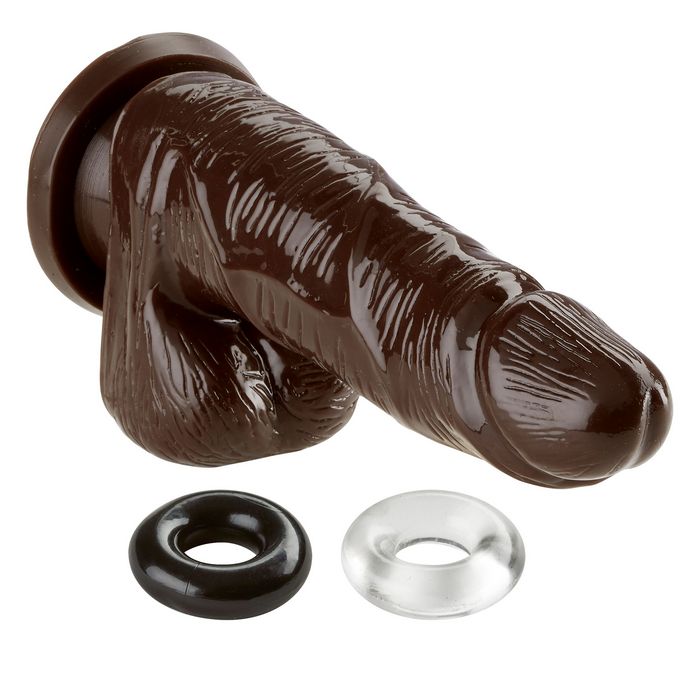 Cloud 9 Novelties 5 Dildo with 2 C Rings, Brown, 0.47 Pound