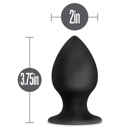Blush Anal Adventures 3.75" Platinum Stout Butt Plug - Ultrasilk Silicone Anal Plug for Men Women Couples - Tapered Anal Dilator Trainer Adult Sex Toy w/Suction Base, Stayput Design Body-Safe - Black