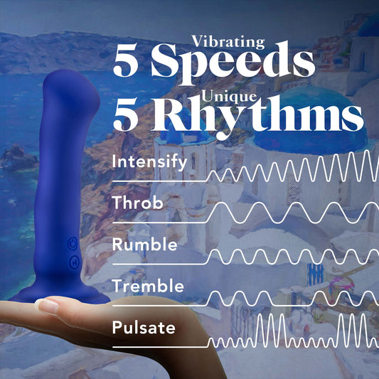 Blush Impressions Santorini 6.5" G-Spot Vibrating Dildo, Ultrasilk Silicone Small Cock - 10 Rumbly Vibes - Suction Cup, Harness Play, IPX7 - Unique Luxury Adult Sex Toy for Women & Couples - (Blue