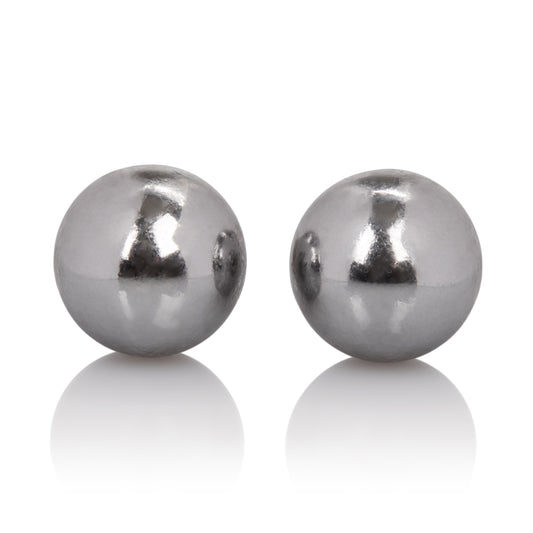 CalExotics Weighted Orgasm Balls - Metallic Ben Wa Vaginal Kegel Weights - Pelvic Floor Exercise - Adult Sex Toys - Silver