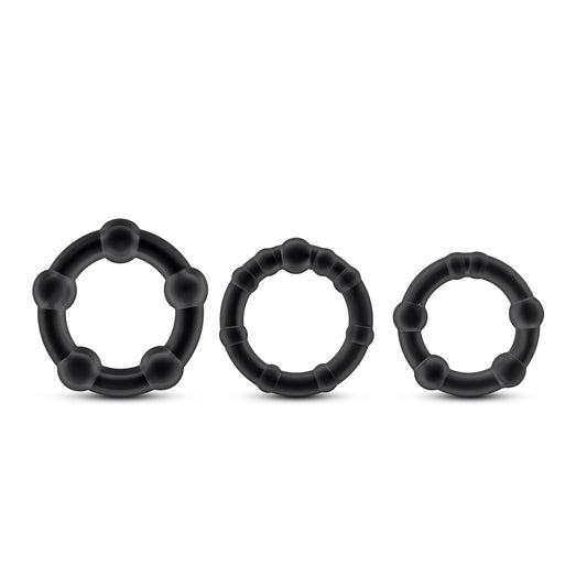 Blush Novelties Genuine Stay Hard Beaded Cock Rings in 3 Sizes - Soft, Super Stretchy - Increase Stamina - Longer, Harder, Bigger Thick Erections - Add Girth - Male Enhancement Sex Toy