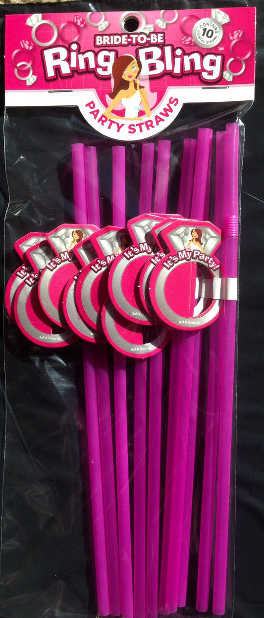 BRIDE TO BE RING BLING STRAW