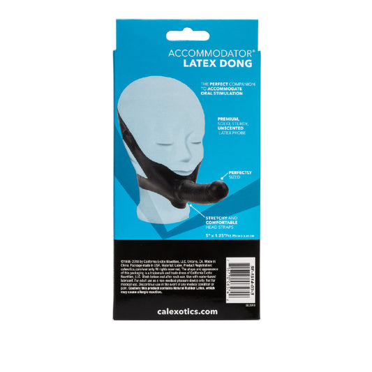 CalExotics Original Accommodator Latex Dong – Hands Free Strap On Probe for Couples – Adult Dildo Sex Toys - Black