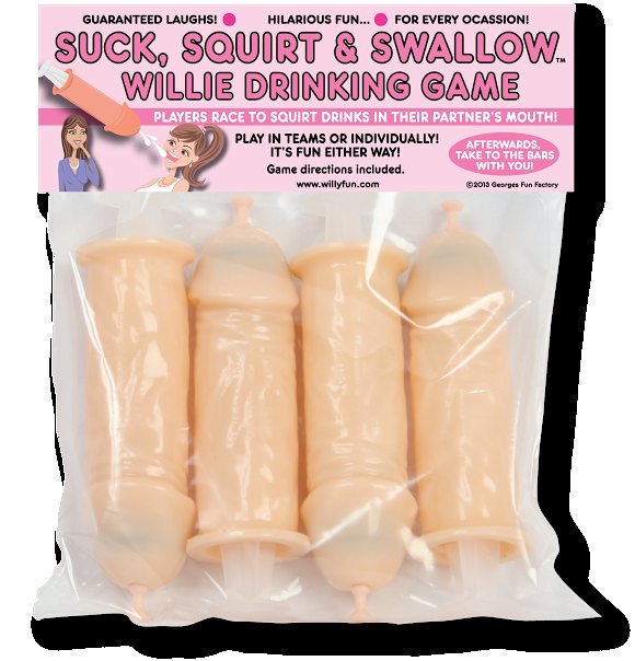 Suck, Squirt And Swallow Willie Drinking Game - 4 Pack
