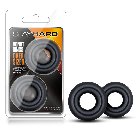 Blush Stay Hard Donut Rings, Over-Sized | Cock Rings Set for Dicks for Sex | Big Penis Rings for Men | Perform Like A Stud | One Size Fits All | Black