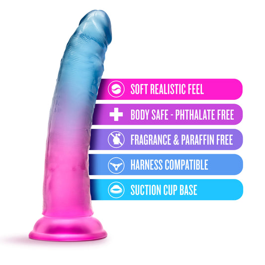 Blush B Yours 7.5” Beautiful Sky Sunset Realistic Long Dildo, Lifelike Firm Yet Flexible Vaginal & Pegging Cock, Suction Cup Strap-On Compatible, Gorgeous Adult Sex Toy for Women Men & Couples - Pink