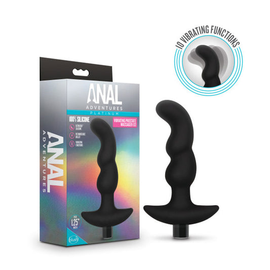 Blush Novelties Anal Adventures Prostate Massager 03 - Platinum Cured Puria Silicone - Ultrasilk Smooth - Rechargeable 10 Vibrating Function 6 Inch Anal Butt Plug Stimulator Vibrator Sex Toy