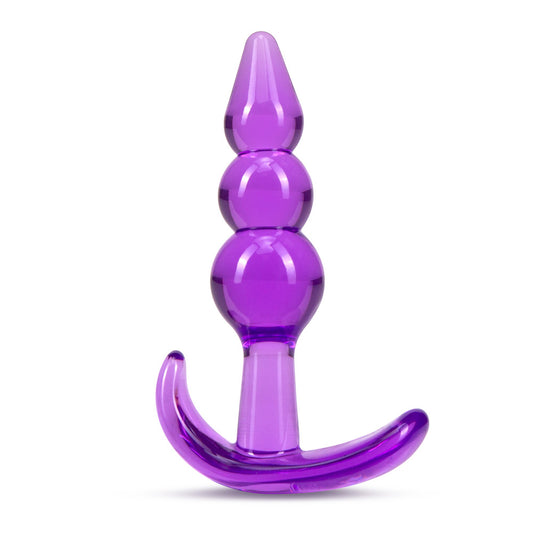Blush Novelties B Yours Triple Beaded See Through Soft Flexible Easy Insertion Comfortable Butt Plug - 3 1/4 Inch Anchor Base Fragrance Free Easy to Clean Adult Toys - Sex Toy