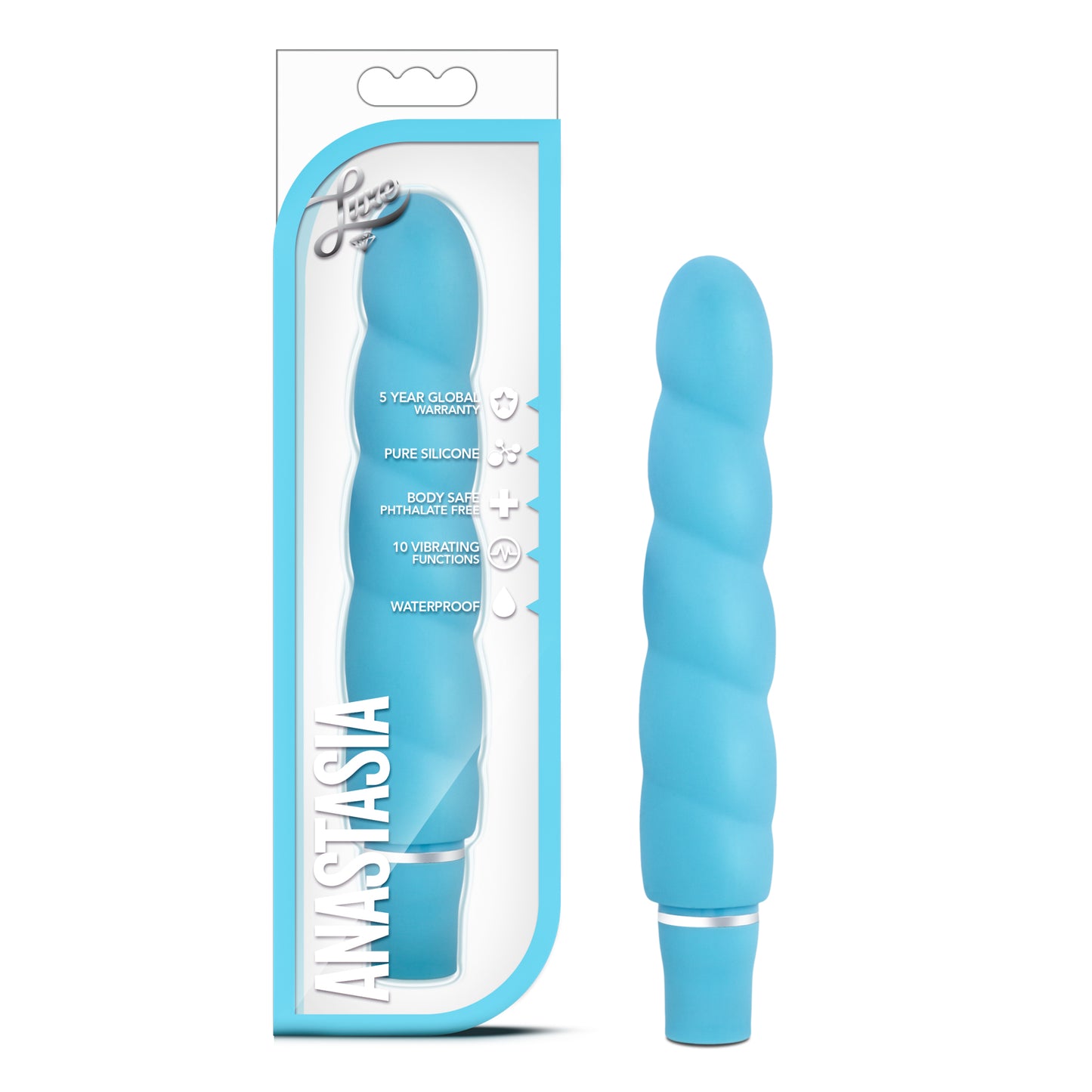Blush Luxe Anastasia 6.5" Silicone Stimulator for Women - G-Spot, Clit & Personal Massager w/ 10 Powerful Vibration Modes, UltraSilk Waterproof Vibrator - Adult Sex Toy for Female Pleasure - Aqua