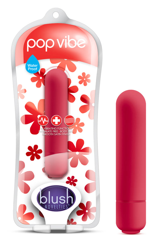Blush 3.25" Vive Pop Vibe Mini Power Bullet Vibrator for Women, 10 Quiet Pinpoint Functions Pocket Nipple, Clit & Vaginal Massager, IPX7, Discreet Solo & Partner Play Pleasure Adult Sex Toy-Cherry Red