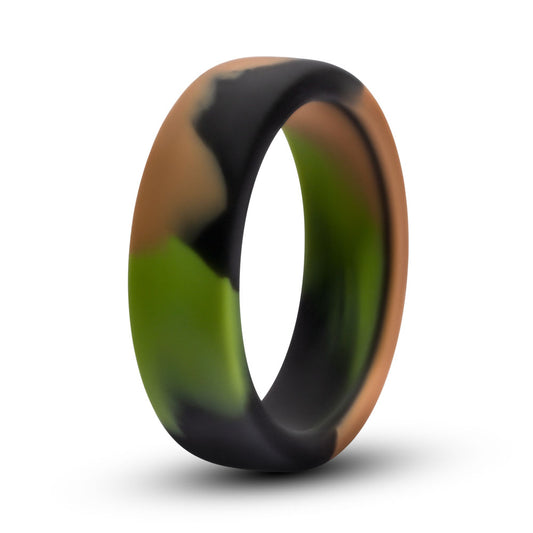 Blush Novelties Performance Puria Silicone Cock Ring - 1.5" Wide Penis Ring - Enhances Girth & Hard Erections - UltraSilk Smooth, No Pinch Design - Stretchy Sex Toy for Men & Couple - Green Camouflage