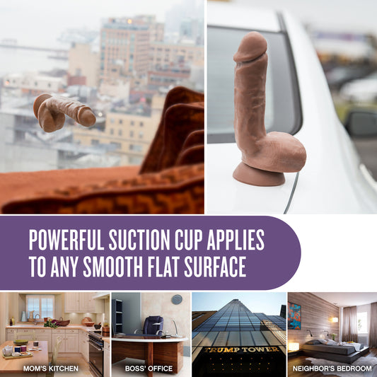 Blush Au Naturel Macho 8.5" Realistic Dildo w/Balls - Dual Density, Thick Lifelike Cock - Suction Cup, Strap-On Compatible - Veiny FlexiShaft, Soft TPE Sex Toy for Women, Men & Couples - (Brown)