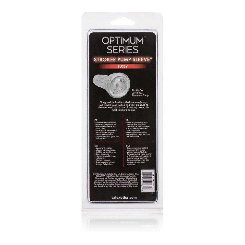 CalExotics Optimum Series Stroker Pussy Pump Sleeve - Male Silicone Masturbation Sleeve - 6.25 Inch Adult Masturbator Sex Toy – Clear, 1 Count