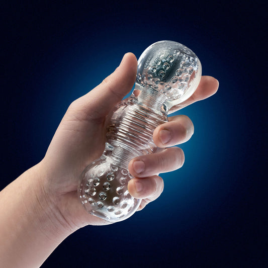 Blush Rize! Feelz 6" Clear Male Masturbator Stroker, Multi-Textured Pleasure Chambers, Realistic Soft Lifelike Pocket Size Pussy Masturbation Sleeve, Crystal See-Through Adult Sex Toy for Men -(Clear)