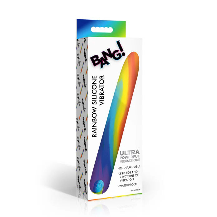 Bang! Rainbow Silicone Vibrator for Beginners, Women & Couples. Silky Smooth Silicone and Buzzing Vibrations. Waterproof and Rechargeable. Versatile Use. 2 Pieces, Rainbow.