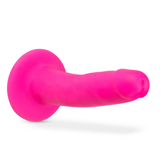 Blush 5.5" Neo Elite Realistic Silicone Dildo, Ultrasilk SensaFeel Lifelike Slim Cock, Suction Cup, Harness Compatible, Vagina, Anal, Pegging, Roleplay Adult Sex Toy for Women, Men, Couple - Neon Pink