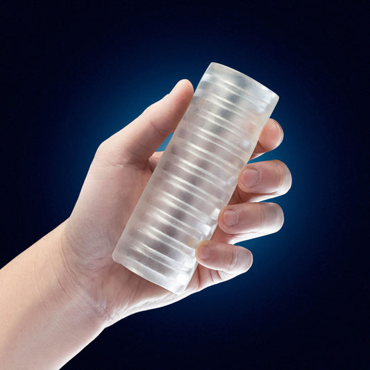Blush Rize! Ribz 5.25" Self-Lubricating Male Masturbator, Ribbed Canal, Squeezable Open-Ended Design - Glow in The Dark Realistic Pocket Stroker Sleeve Penis Pleasure - Adult Sex Toy for Men - (Clear)