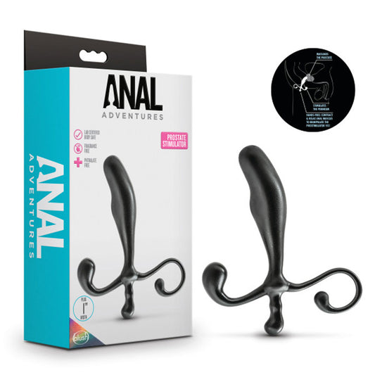 Blush Novelties, Anal Adventures Prostate Stimulator, 5 Inch Enhanced Orgasm Prostate Stimulation Anal Sensations Smooth Curved Male Female Adult Toy, Hands Free Sex Toys for Women Men Couples, Black