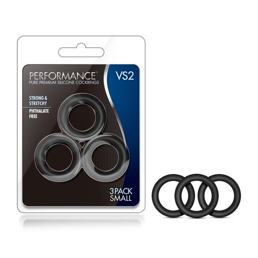 Blush Performance VS2 (3-Pack) Small Penis Rings for Men, 1.25" Wide Platinum Cured Puria Silicone Cock Rings, Soft Stretchy Stamina Enhancer C-Ring for Harder & Longer Erections Couples Adult Sex Toy