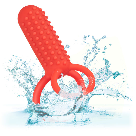 CalExotics Silicone Rechargeable Vertical Dual Enhancer Cock Ring Vibrator for Men - SE-1843-40-3