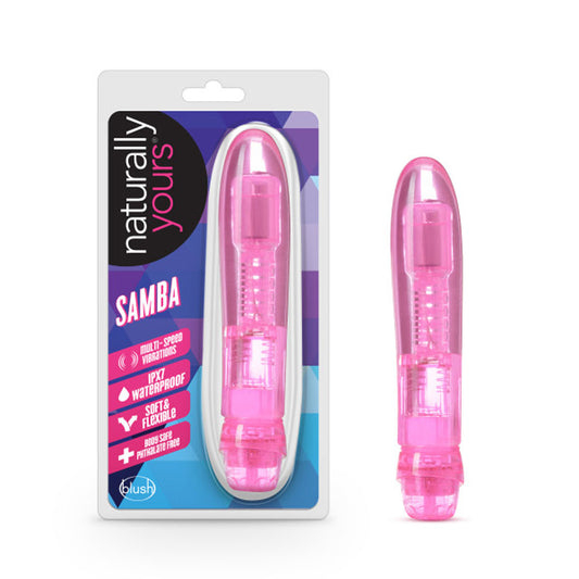 Blush Novelties Samba - 6.75 Inch Small Soft Vibrator for Beginners - Flexible Semi-Rigid Body for Clitoral & Vaginal Stimulation - IPX7 Waterproof - Adult Sex Toy for Women Pleasure - Clear Pink