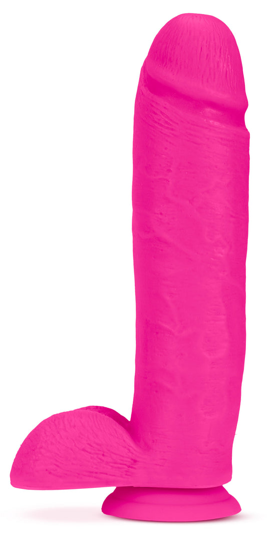 Blush Au Naturel 10.5" Huge Realistic Dildo w/Balls, Ultra Soft & Firm SensaFeel Long Hot Pink Cock, Dual Density FlexiShaft Penis, Suction Cup & Harness Compatible, Women Men & Couples Adult Sex Toy