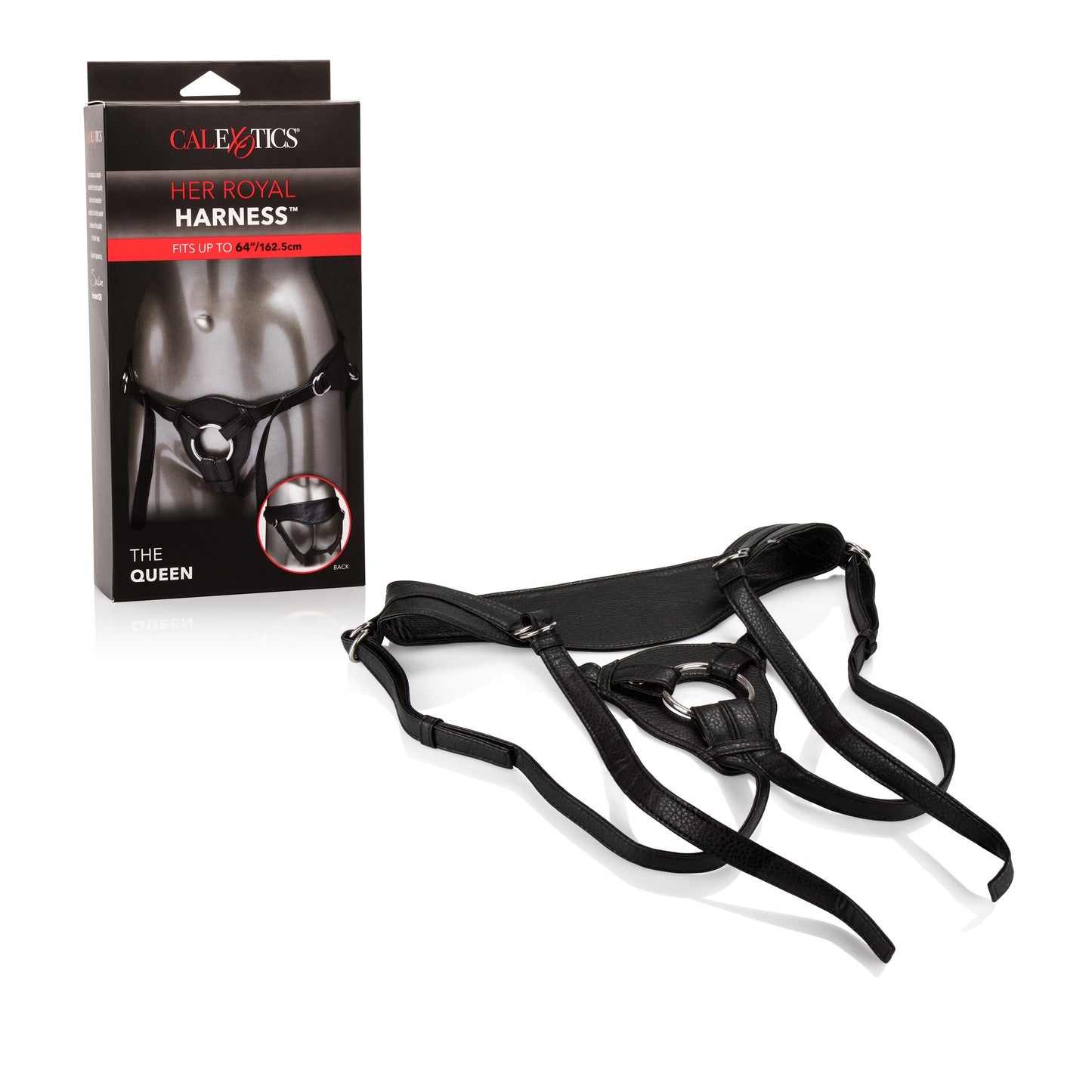 CalExotics Her Royal Harness The Queen – Premium Adjustable BDSM Probe Strap On Thong Harness – Sex Toys for Couples and Women - Black