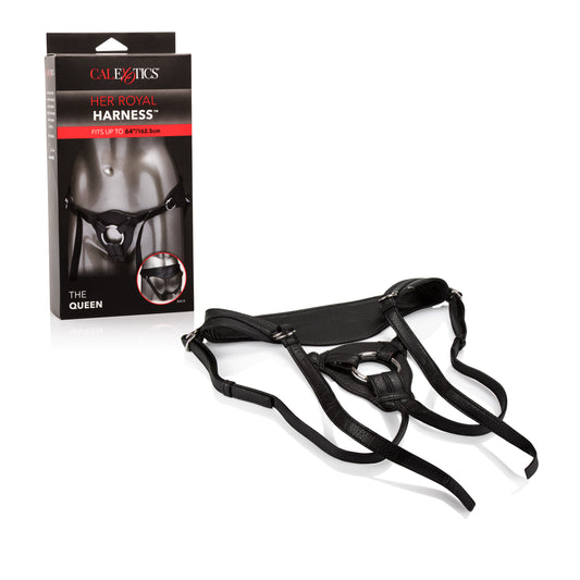 CalExotics Her Royal Harness The Queen – Premium Adjustable BDSM Probe Strap On Thong Harness – Sex Toys for Couples and Women - Black