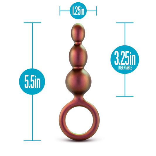 Blush Novelties Anal Adventures Priestess Silicone Anal Plug Beads - Beaded Buttplug - Loop at Base for Easy Pull and Safety - Satin Smooth Texture Ultrasilk - Tapered Head - Sex Toy Couples