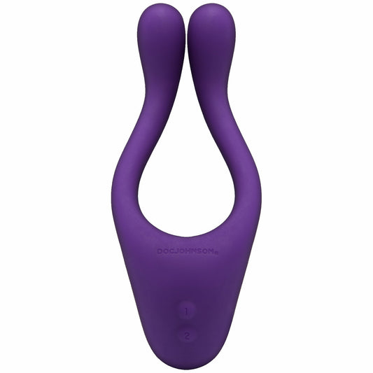 Doc Johnson TRYST - Multi Erogenous Zone Silicone Vibrator and C-Ring - Focused Stimulation For Both Partners - Synergistic Vibrations - Purple