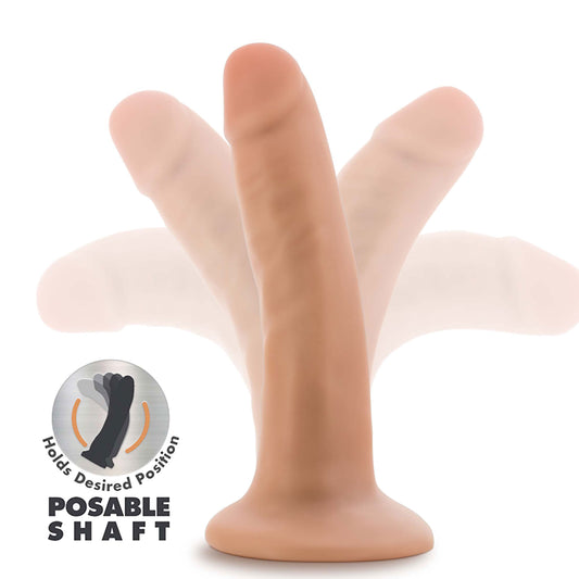 Blush 5" Dr. Skin Plus Realistic Mini Dildo - Lifelike Posable Shaft Cock with Suction Cup - Small Strap-On Penis for G-Spot, Vagina & Pegging Play - Adult Sex Toy for Women, Men & Couples - Vanilla