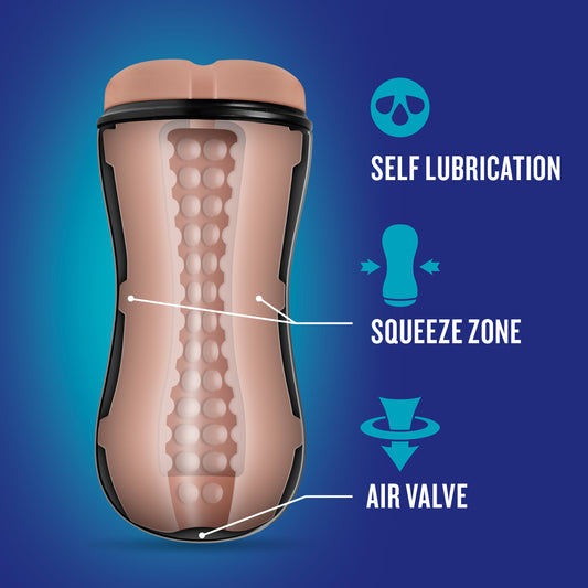 Blush 7.5" Coverboy Surfer Dude Self-Lubricating Male Masturbator Stroker, Realistic Flesh Feel Textured Ribs for Cock Massaging, Anal Play Gay or Straight Pleasure Pocket Adult Sex Toy Men - Beige