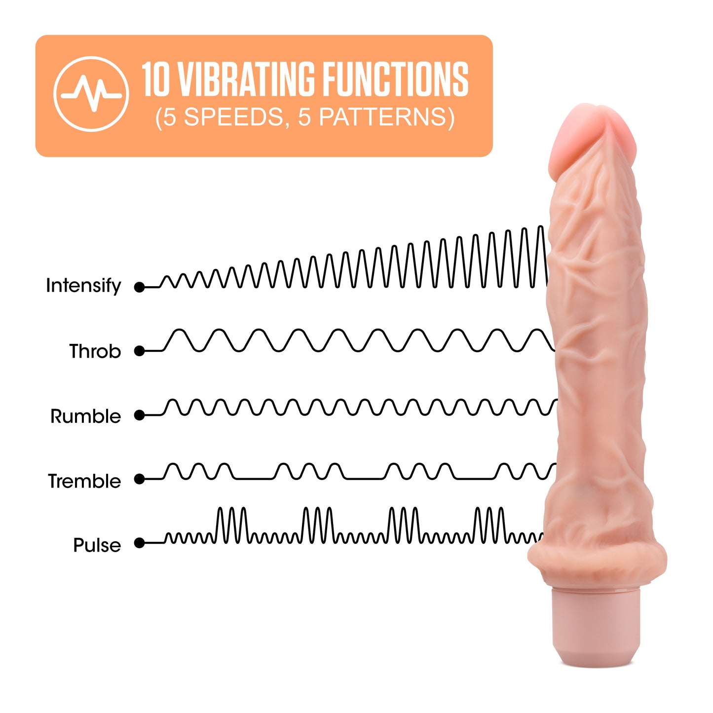 Blush Adult Sex Toys - Dr. Skin - 9 Inch Silicone Vibrating Dildo - FlexiShaft Veiny G-Spot Clitoral Anal Vibrator Dildo for Women - 10 Powerful Vibration Modes Waterproof Thrusting Stimulator - Beige