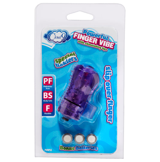 Cloud 9 Novelties Finger Vibe with Stimulating Tips for Clitoris and G Spot, Purple, 0.1 Pound