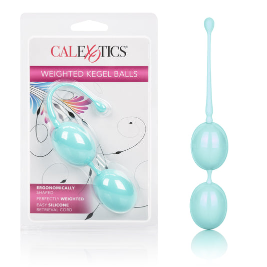 CalExotics Weighted Kegel Balls with Stretch Silicone Retrieval cord Teal - SE-1326-10-2