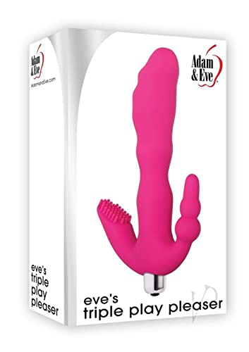 Adam & Eve Eve’s Triple Play Pleaser Vibrator, Pink | Waterproof Silicone G Spot Vibrator, Clit Stimulator and Butt Plug in One | With Removable Bullet Vibrator and Multiple Vibration Modes