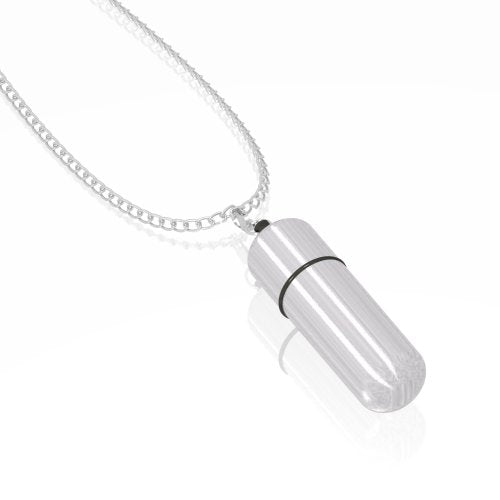 Power Bullet MiVibe 29" Chain Necklace with Detachable 3-Speed Power Bullet, Silver Necklace/Silver Bullet