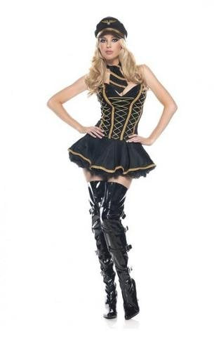 Be Wicked Sexy Captain Costume, Black/Gold, Medium/Large