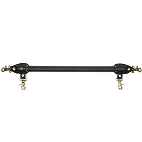 Fifty Shades of Grey Bound to You Black Spreader Bar for Luxurious Restraint Play - Faux Leather with Antique Gold Metal Detailing - 20 inches