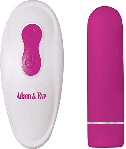 Adam & Eve 9-Speed Rechargeable Bullet Vibrator with Remote Control, Pink | Waterproof and Submersible Vibrator for Women | Bullet Length: 2.74 Inches