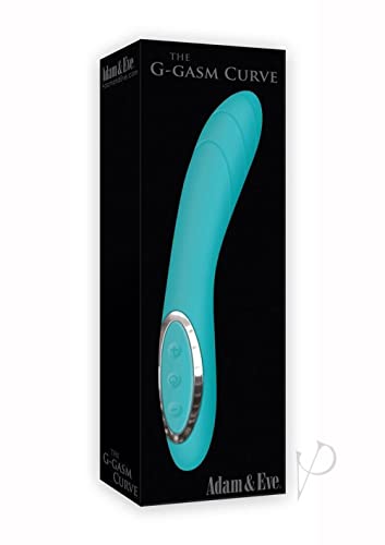 Adam & Eve G-Gasm Curve Vibrator, Teal | Rechargeable & Waterproof Silicone G-Spot Vibrator with 36 Vibration Modes | 8.25” Total Length, 5” Insertable | Compatible with Water Based Lubes