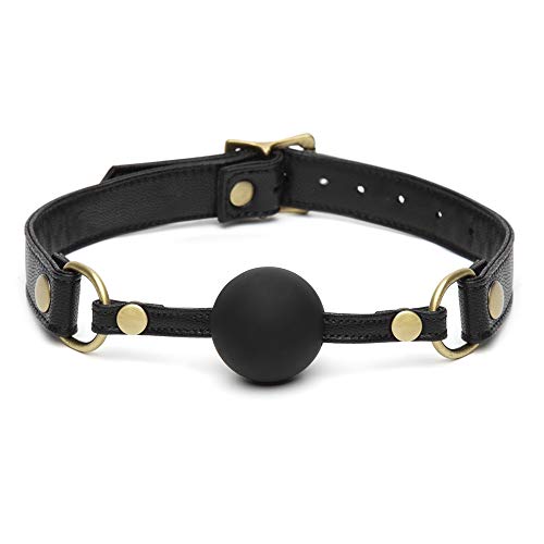 Fifty Shades of Grey Bound to You Black Ball Gag with Antique Gold Hardware - Faux Leather Bondage Accessory - 5.5 inch Silicone Ball - 25.5 inches