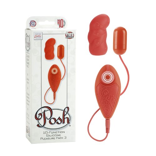California Exotic Novelties Posh 10 Function Silicone Pleasure Pack 3, Orange, 0.21 Pound