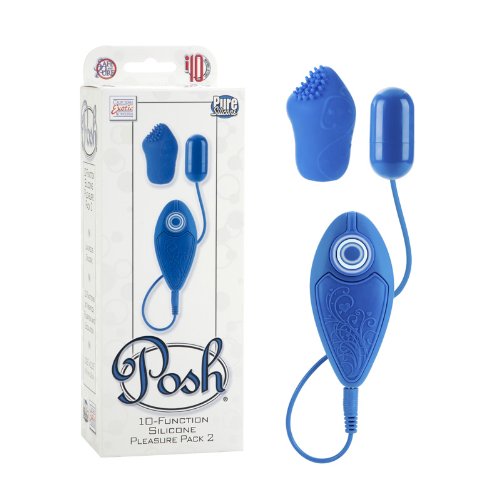 California Exotic Novelties Posh 10 Function Silicone Pleasure Pack 2, Blue, 0.19 Pound