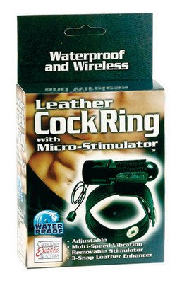 California Exotics Leather Cock Ring with Micro Stimulator