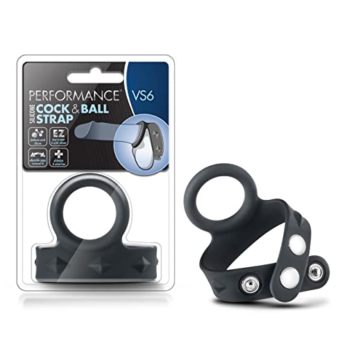 Blush Novelties Performance VS6 Silicone C Ring & Ball Strap - Puria Platinum Cured Silicone - Pure Stainless Steel 3 Position Quick Nickel Free Snaps - Harder Erections. Last Longer - Sex Toy for Men