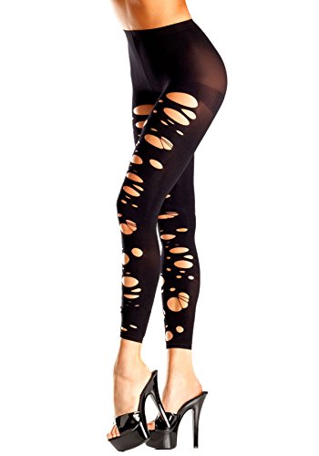 Be Wicked Women's Footless Ripped Tights, Black, One Size