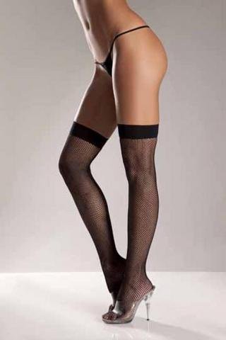 Fishnet Thigh High Stockings with Backseam